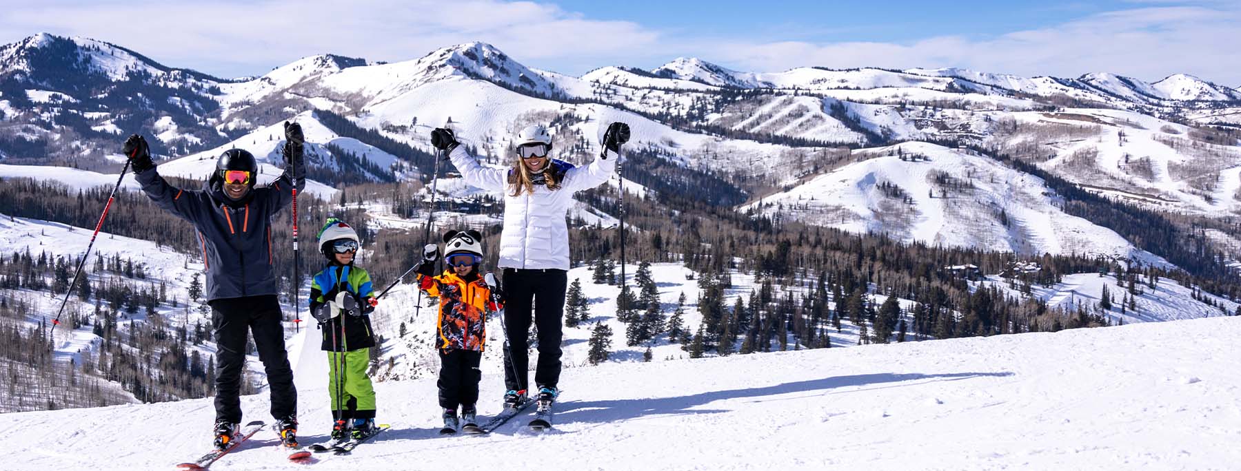 Family poses for a photo at Deer Valley